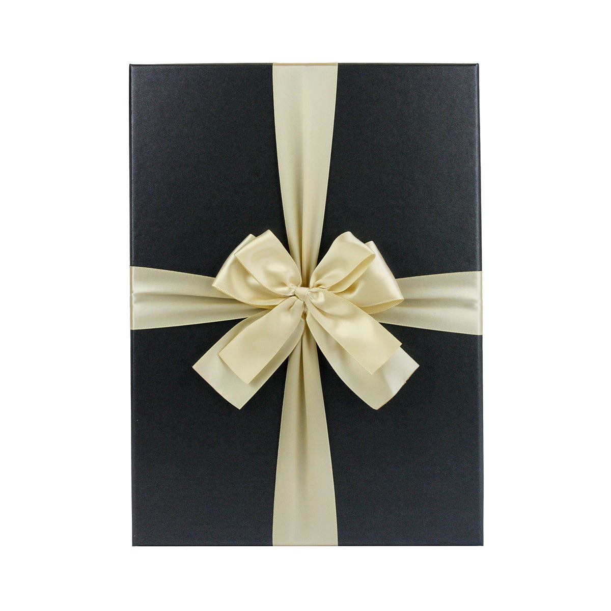 Sophisticated black gift box with decorative bow