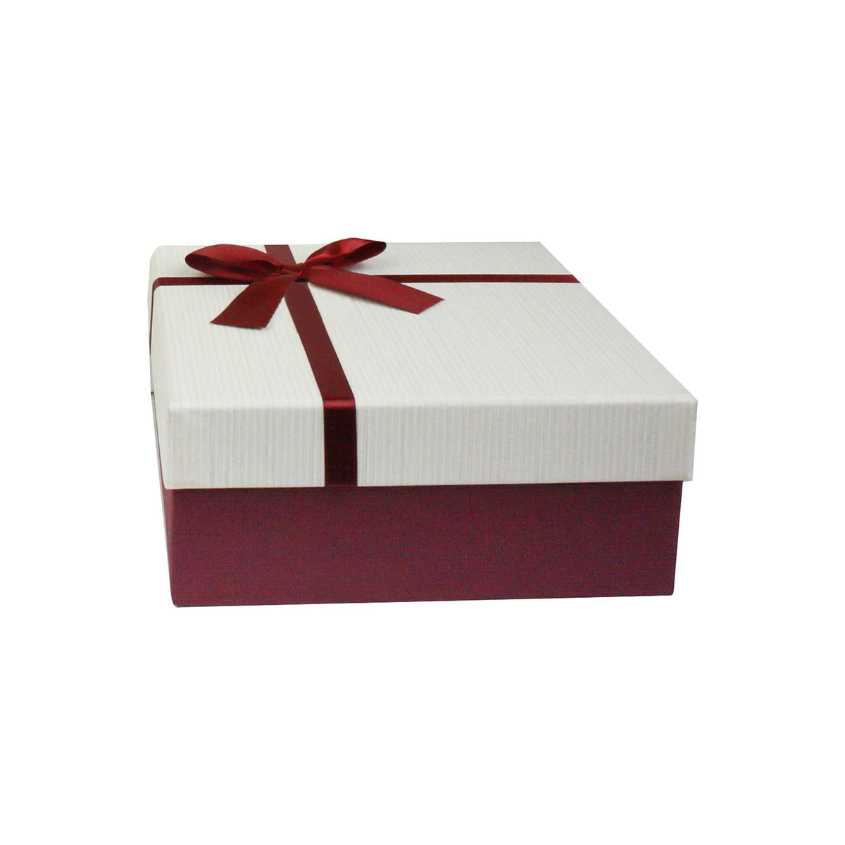 Burgundy and cream gift box with satin ribbon