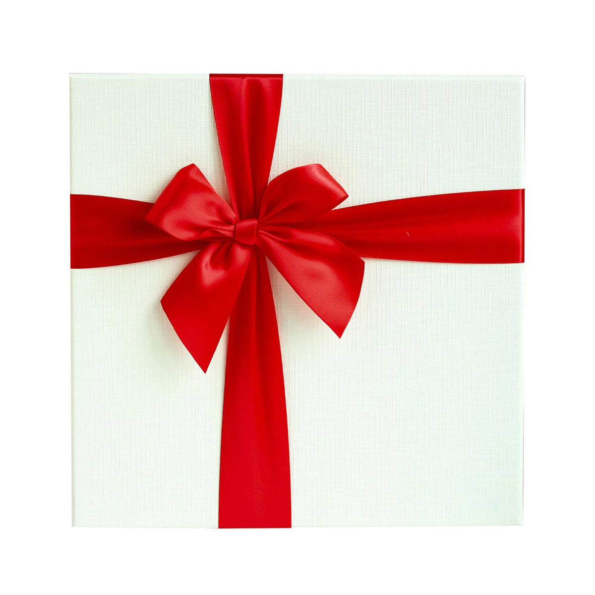 Elegant White Gift Box with Red Bow