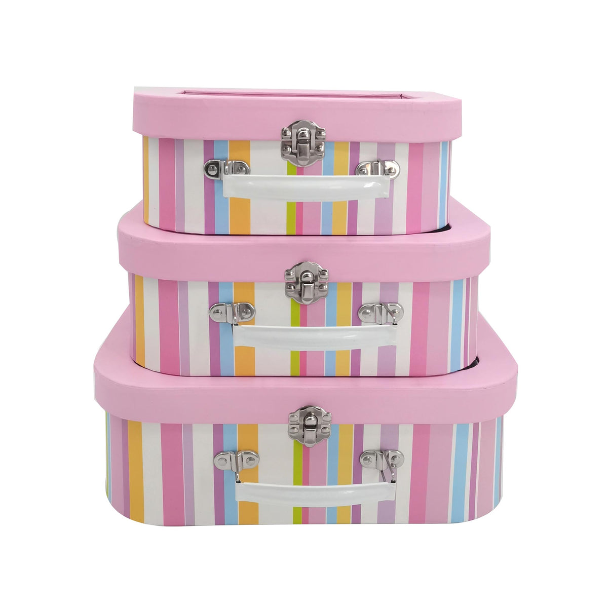 Luxury gift box with a colorful striped pattern in different sizes