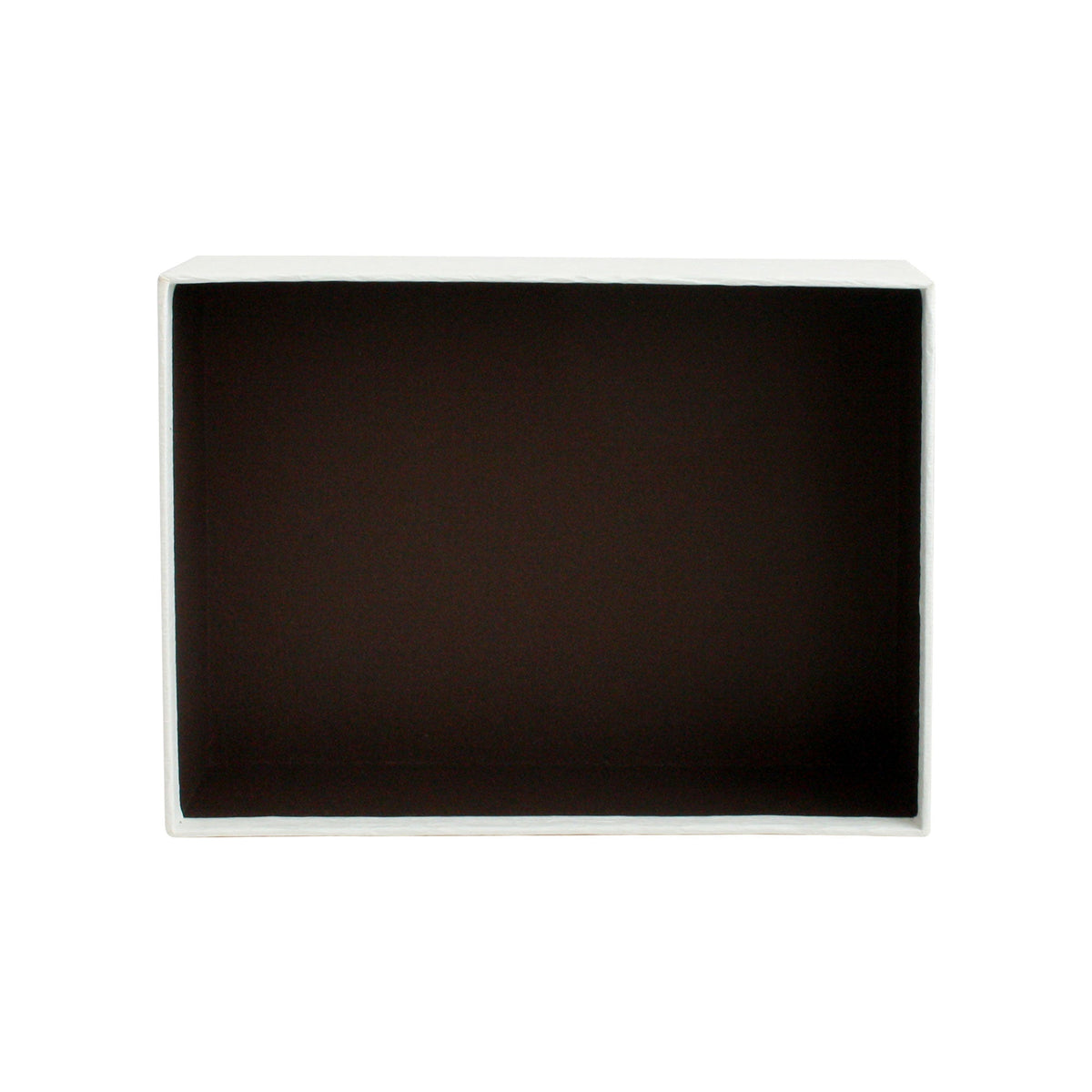 Open rectangle gift box with chocolate brown interior