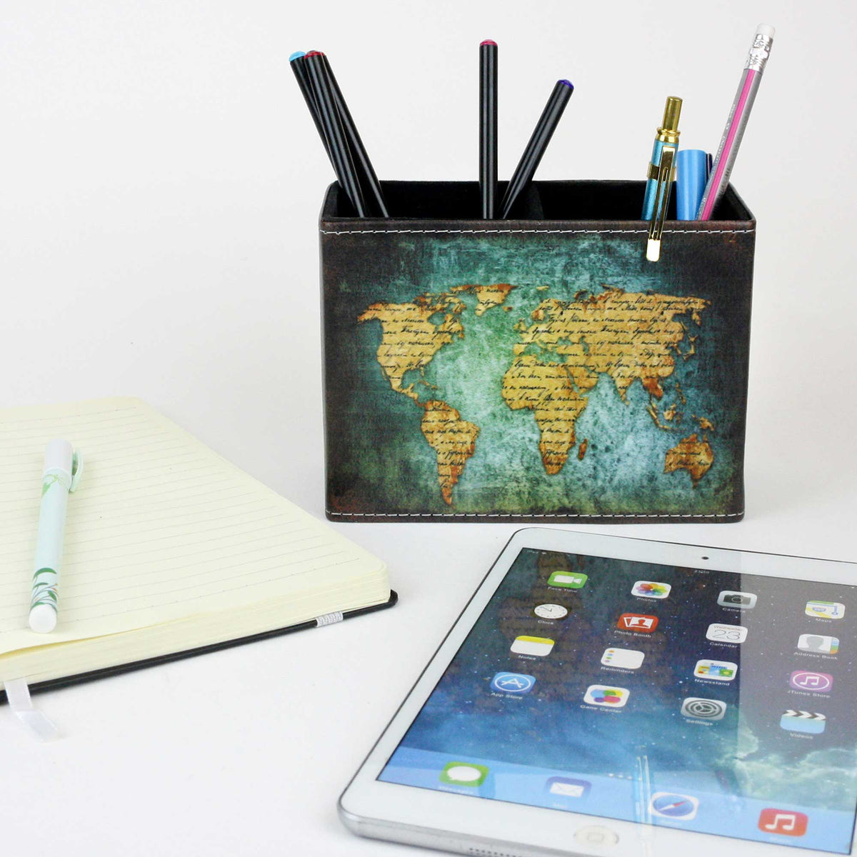 Rectangle Pen Stand - World  Maps