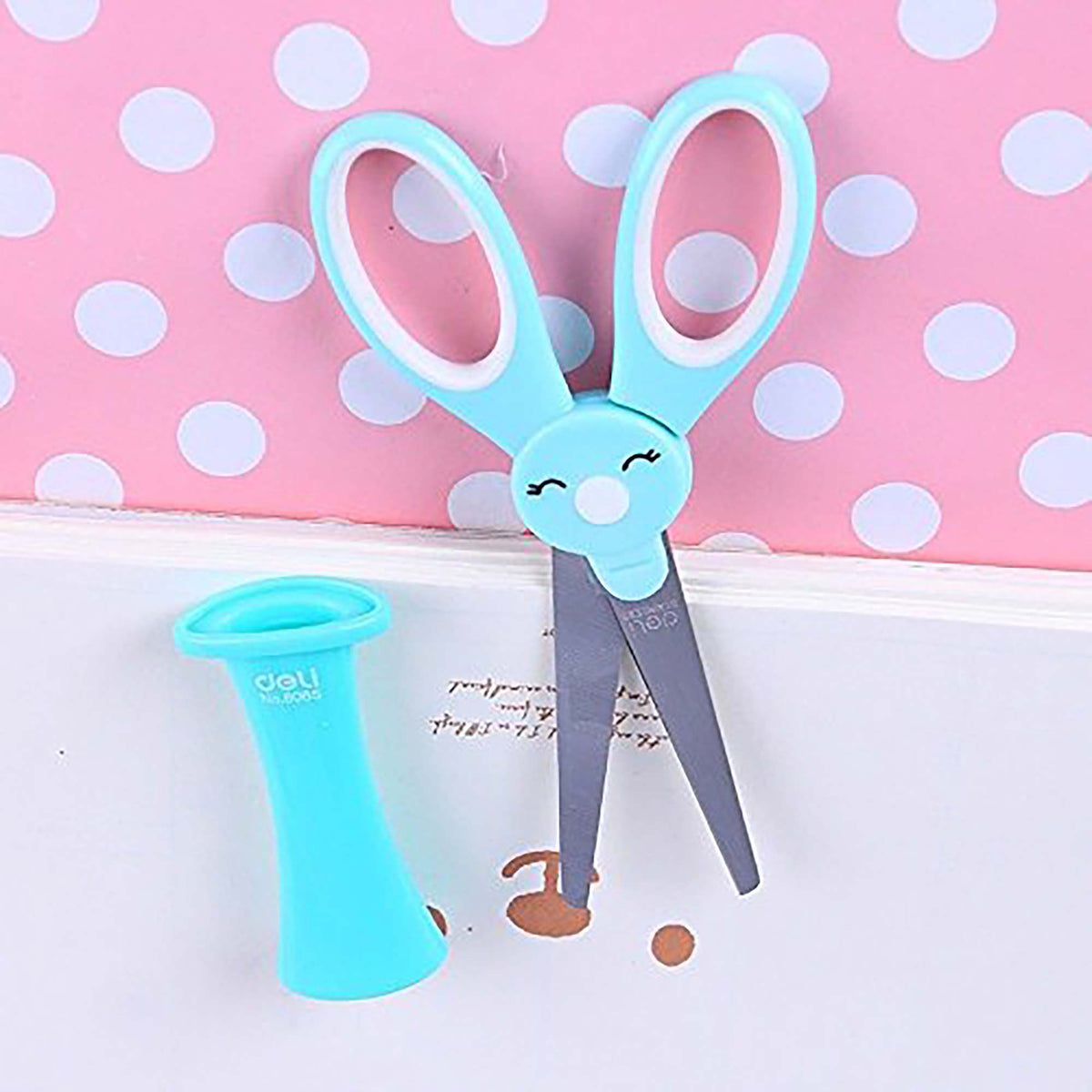 Rabbit-Shaped Handheld Scissors with Stand - Compact and Fun (Blue)