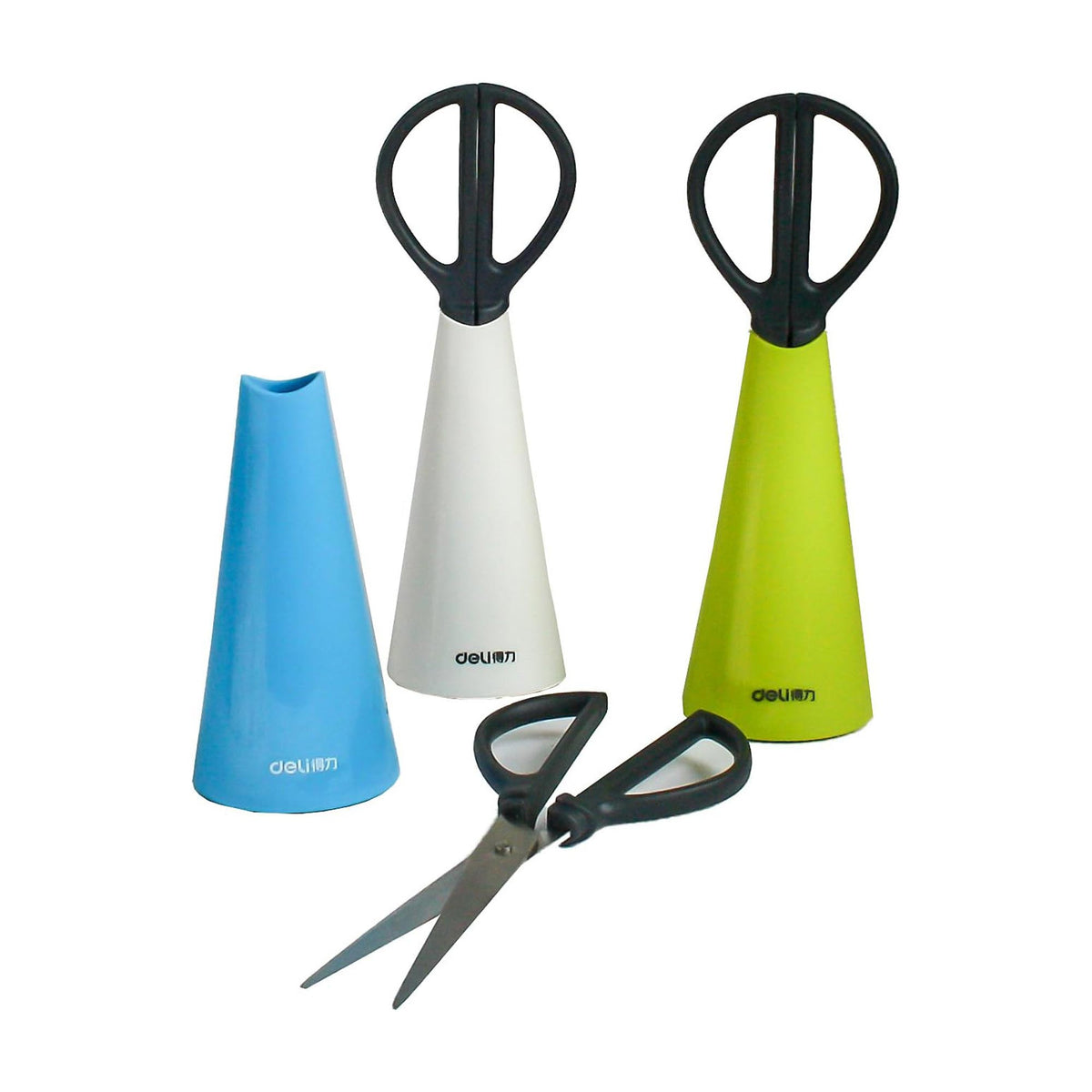 Handheld Scissors with Stand - Compact and Stylish (Green, Blue, White)