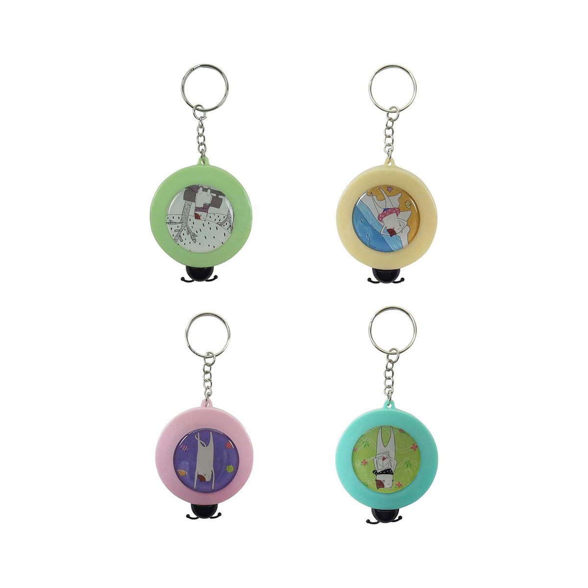Cute Keychain Tape Measure Set - Portable and Fun Measuring Tool (Set of 4)