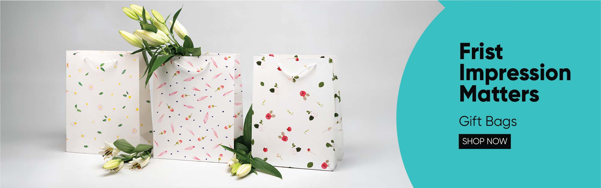 Three Emartbuy Gifting Gift Bags with Floral Designs and Lilies