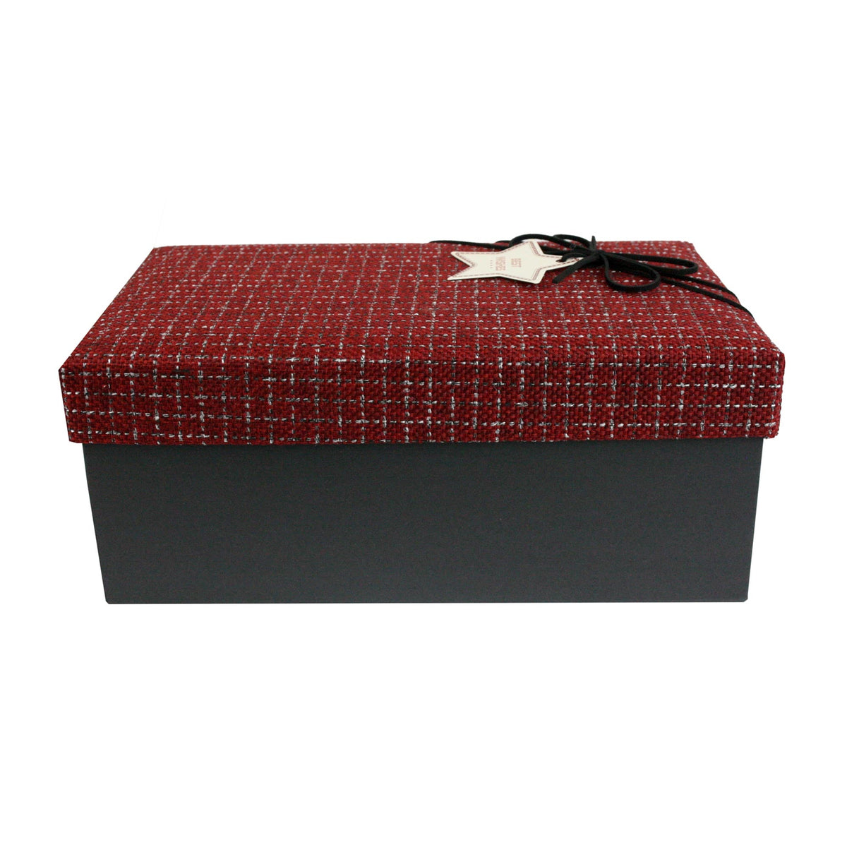 Eco-friendly red and black gift boxes made from recycled paperboard